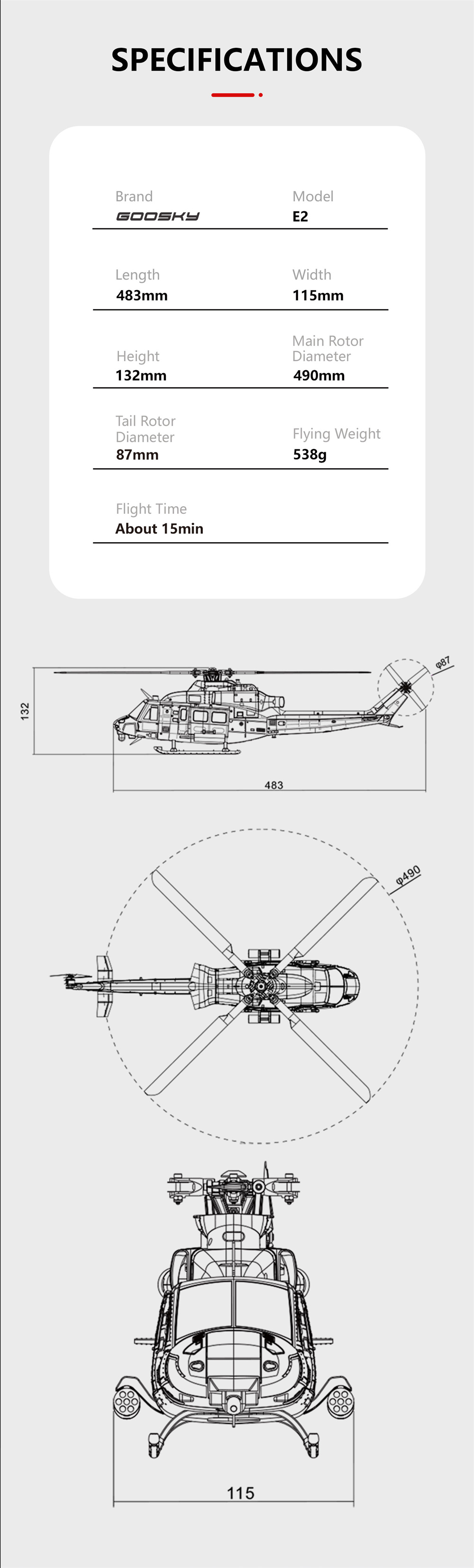 GOOSKY-E2-135-UH-1Y-Maszligstab-24G-6CH-Doppelter-buumlrstenloser-Direktantrieb-Motor-RC-Hubschraube-2019934-2